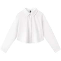 森马（Semir）长袖衬衫女短款小个子显高气质24春季宽松上衣简约 白色调00311 155/80A/S