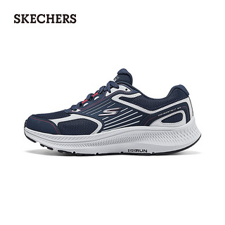 斯凯奇（Skechers）2024夏男女同款透气休闲运动鞋厚底增高减震跑步鞋220866 海军蓝色/红色/NVRD 44.5