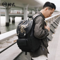 初弎 男双肩包男龙盘狮吼新款背包中国风刺绣街头校园背包女41389 龙盘狮吼