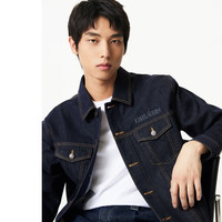 杰克·琼斯(JACK&JONES)男装牛仔外套男春秋男生上衣休闲翻领牛仔夹克卡通刺绣高档衣服