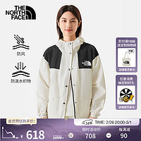 THE NORTH FACE 北面 皮肤衣女连帽夹克户外防风防泼水休闲外套春季|5JXO QLI/米色 XL/170