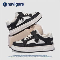 navigare 小帆船童鞋时尚透气软底成人可穿鞋防滑百搭魔术贴运动板鞋BXLX 米黑色 （尺码看详情页） 31