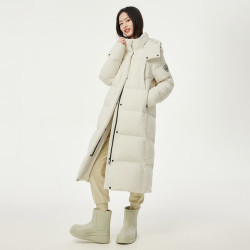 坦博尔 长款羽绒服女过膝可脱卸帽冬天保暖加厚外套836T