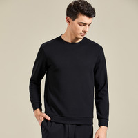 安东尼奥【含桑蚕丝】长袖圆领卫衣男打底T恤衫  黑色 54（185/100A） 