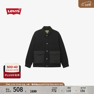 李维斯 Levi's 24秋季男士时尚休闲拼接款型御寒羽绒服牛仔外套 黑色 L