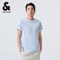 杰克·琼斯（JACK&JONES）男装夏季潮男舒适百搭休闲字母印花圆领短袖T恤男224101026 浅蓝 195/112A/XXXL