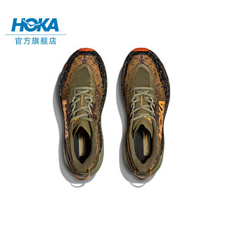 HOKA ONE ONE男款春季飞速羚羊6越野跑步鞋SPEEDGOAT 6轻量抓地 橄榄色/南瓜黄-宽版 45