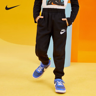 NIKE 耐克童装男童加绒保暖长裤秋冬儿童云朵LOGO针织休闲运动裤小童 正黑色 90 /50 【身高86-92cm】 90/50(2T)
