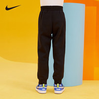 NIKE 耐克童装男童加绒保暖长裤秋冬儿童云朵LOGO针织休闲运动裤小童 正黑色 110 /50 【身高98-104cm】 110/50(4)