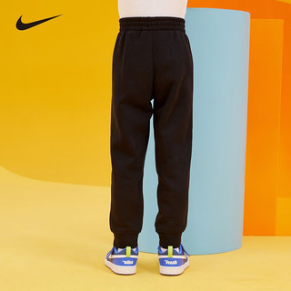NIKE 耐克童装男童加绒保暖长裤秋冬儿童云朵LOGO针织休闲运动裤小童 正黑色 90 /50 【身高86-92cm】 90/50(2T)
