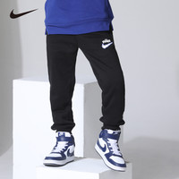 NIKE 耐克童装男童加绒保暖长裤秋冬儿童云朵LOGO针织休闲运动裤小童 正黑色 110 /50(4T) 【身高98-104】 110/50(4T)