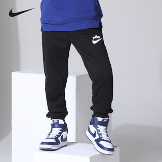 NIKE 耐克童装男童加绒保暖长裤秋冬儿童云朵LOGO针织休闲运动裤小童 正黑色 90 /50 【身高86-92cm】 90/50(2T)