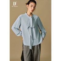 独束大码女装【D+系列】时尚通勤飘带衬衫微胖mm2024冬季百搭小衫 奶芙米 XL (尺码：3) (尺码：3)