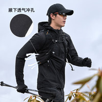 拓路者(Pioneer Camp)【海豹薄款】软壳衣男城市通勤夹克外套休闲宽松春秋款户外登山服 黑色-连帽 XXL