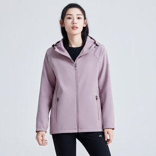 拓路者（Pioneer Camp）户外运动软壳衣女休闲风衣秋冬季防水防风加绒保暖外套中长款 灰紫 M