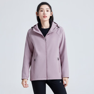 拓路者（Pioneer Camp）户外运动软壳衣女休闲风衣秋冬季防水防风加绒保暖外套中长款 灰紫 M