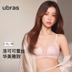 Ubras 虞书欣同款蕾丝轻纱洛可兔耳杯背勾文胸性感可聚拢无钢圈胸罩 黑色-文胸 L (80A-80B)