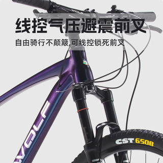 WOLFWOLF跑狼硬核300plus山地车成人18速油碟气压前叉越野山地自行车 变色龙紫 /禧玛诺18速/120响花鼓 29寸轮径X17寸车架