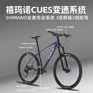 WOLFWOLF跑狼硬核300plus山地车成人18速油碟气压前叉越野山地自行车 变色龙紫 /禧玛诺18速/120响花鼓 29寸轮径X17寸车架