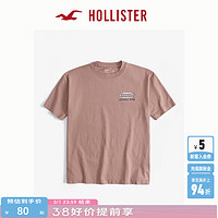 HOLLISTER 霍利斯特 24秋美式印花宽松短袖重磅T恤 男女 KI323-4056 深粉色 L (180/108A)