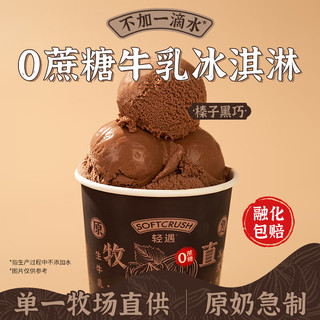 轻遇（SoftCrush）榛子黑巧味 牛乳零蔗糖冰淇淋杯装300g