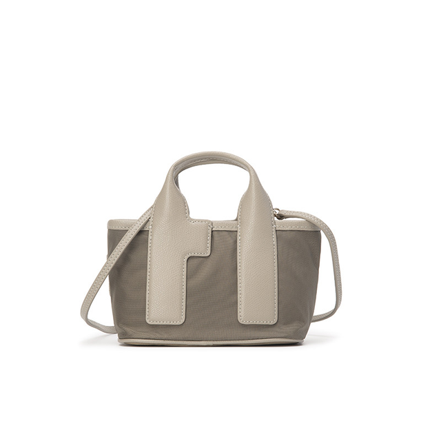 FURLA 芙拉 PIUMA尼龙织物女士迷你轻便托特包 WE0069 鼠尾草绿+米色+灰白色