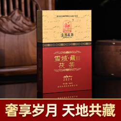 泾渭茯茶 黑茶陕西茯茶特产茶叶金花茯砖茶泾阳  2024年 雪域3年货礼盒