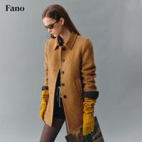 fano studios范洛Fano 复古学院风绗棉圈圈毛呢外套女2025冬季新款高级感大衣