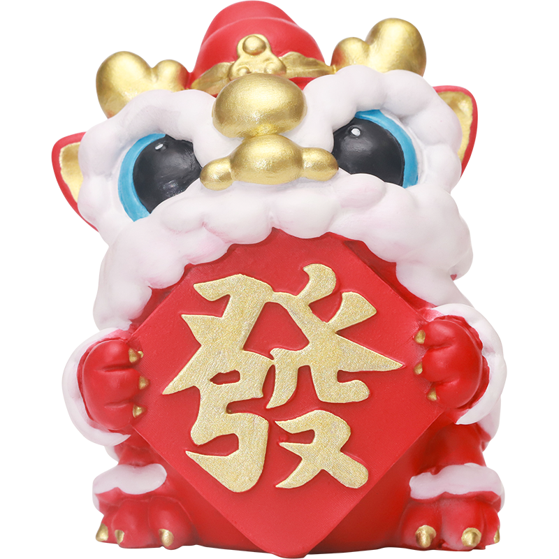 国潮舞狮小摆件办公室桌面Q版迷你醒狮手办装饰新年春节好物