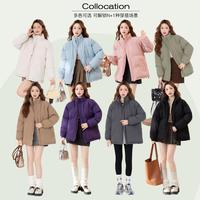 冬季款加厚抗寒立领棉服宽松时尚小个子休闲保暖夹棉棉袄外套女