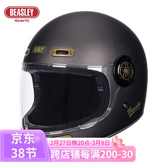 BEASLEY HELMETS 比斯力复古摩托车头盔玻璃钢男女国潮机车复古头盔巡航春夏全盔 503-哑古铜  XXL（头围61~62）