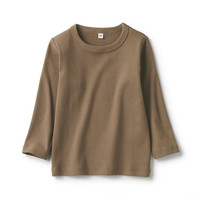 無印良品 MUJI 無印良品 婴童 起毛罗纹织 长袖T恤 儿童童装 CCD11A1A 棕色 100
