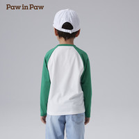PawinPaw卡通小熊童装2025年春夏男女童圆领撞色插肩袖T恤 Green绿色/40 90 cm