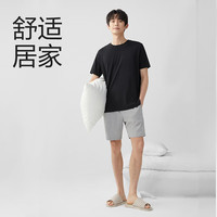 网易严选 男式精梳棉针织家居短裤 纯棉舒适 花灰色 无后口袋 L