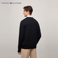TOMMY HILFIGER【纯色V领】秋冬季男装纯棉商务休闲简约内搭打底衫针织衫毛衣 【小V领绣标毛衣】-黑色083 L （：150-165斤）