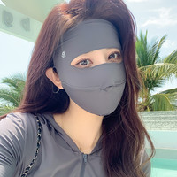 防晒面罩全脸防紫外线遮阳女冰丝黑胶帽子一体护颈脸基尼骑行口罩