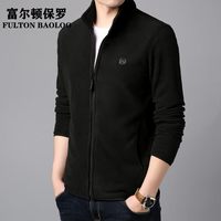 FULTON BAOLOO 富尔顿保罗2024秋冬季外套男加绒加厚保暖夹克立领摇粒绒休闲羊羔绒开衫卫衣 5XL (195) (建议180-210)