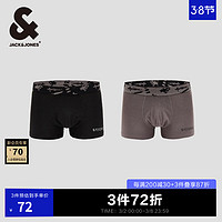 杰克琼斯 杰克·琼斯（JACK&JONES）男装衣服秋季腰头印花设计平角时尚舒适基础内裤平角裤男款 深鸥灰E04 2条 180/100/L