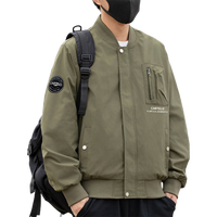 卡帝乐鳄鱼(CARTELO)夹克男士工装冲锋外套男装2024秋冬休闲棒球衣服男装 军绿色 3XL