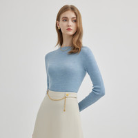 SCOFIELD【无缝一体】女100%羊毛修身简雅无缝打底针织衫毛衣 紫色 S 155