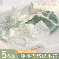 卡拉美拉 女士60S纯棉抗菌裆无痕内裤 5条装