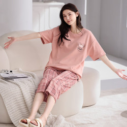 芬腾 夏季家居服套装 FX25920071粉红 XL （125-145斤）
