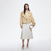 【潮流休闲】2024宽松短款长袖翻领风衣外套女