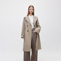 【大翻领】春季翻领直筒中长款风衣外套女