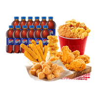 优形 炸鸡家庭桶1.9kg（翅根+鸡块+鸡米花+鸡棒）+百事可乐300ml*12