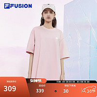 FILA FUSION 斐乐潮牌官方情侣款针织短袖衫2024夏时尚休闲纯棉T恤