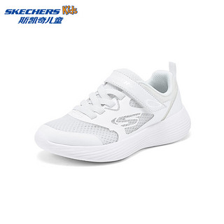 Skechers斯凯奇儿童运动鞋四季易弯折轻便鞋男女童跑步鞋405094L 【透气款】女童-白色/WHT 40