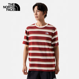 The North Face北面短袖T恤男户外舒适休闲条纹短袖87VT 红白条纹/SO4 XXL 2XL