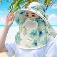 思织沁下地干农活采茶帽子夏季新款大檐防晒遮脸大沿护颈面罩骑车遮阳帽