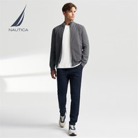 诺帝卡（NAUTICA）24春夏拼接设计经典简约全开襟针织毛衣男SO4302 深碳灰01C XL